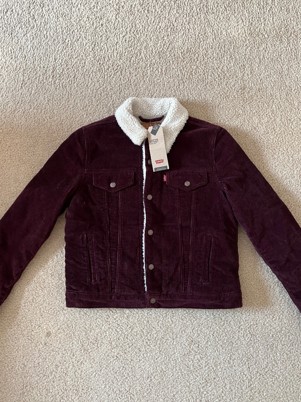 NWT Levi's Burgundy Corduroy Jacket Sherpa Lining Women's M
